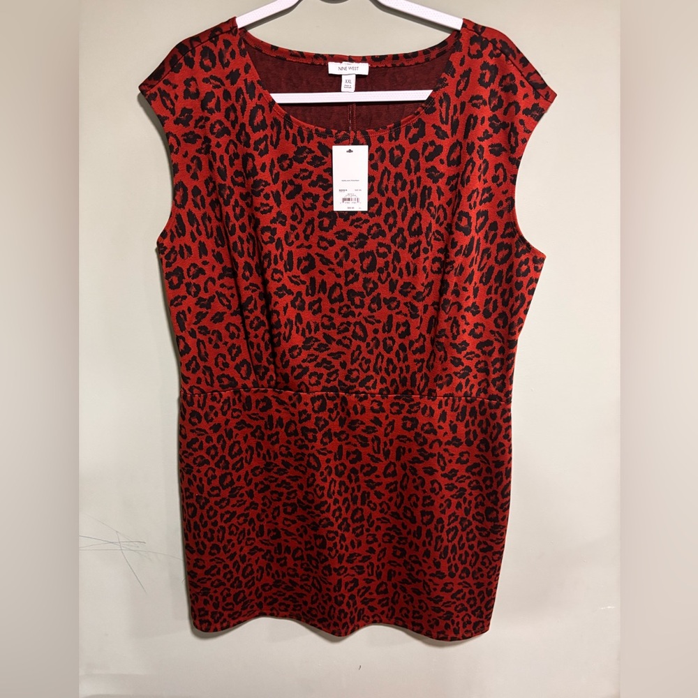 NINE WEST WOMENS ORANGE LEOPARD DRESS